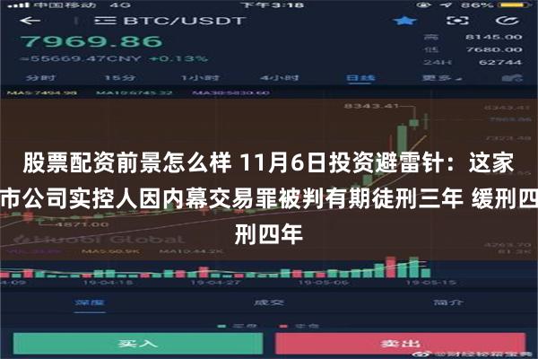 股票配资前景怎么样 11月6日投资避雷针：这家上市公司实控人因内幕交易罪被判有期徒刑三年 缓刑四年