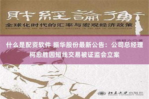 什么是配资软件 振华股份最新公告：公司总经理柯愈胜因短线交易被证监会立案